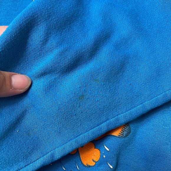 Vintage 1980s Garfield Blue Pullover Crewneck Sweat Shirt 8-10 Years - Picture 3 of 8